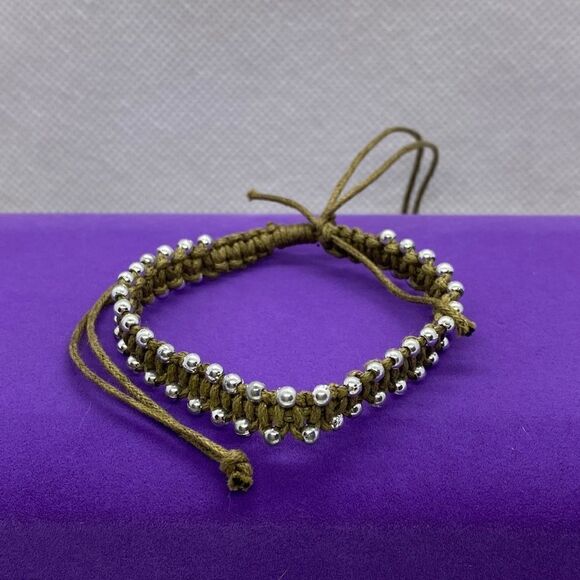 💛 Silver Ball & Rope Adjustable Bracelet - Picture 1 of 3